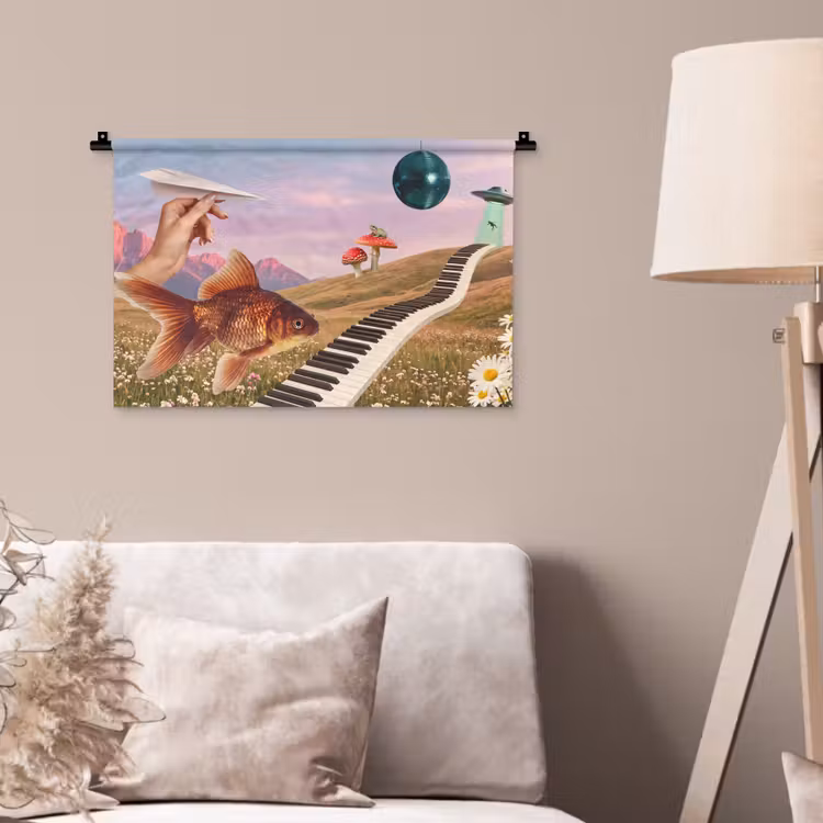 Wall Hanging - Fish - Nature - Abstract - Vis - Natuur - Abstract Wandkleed katoen klein