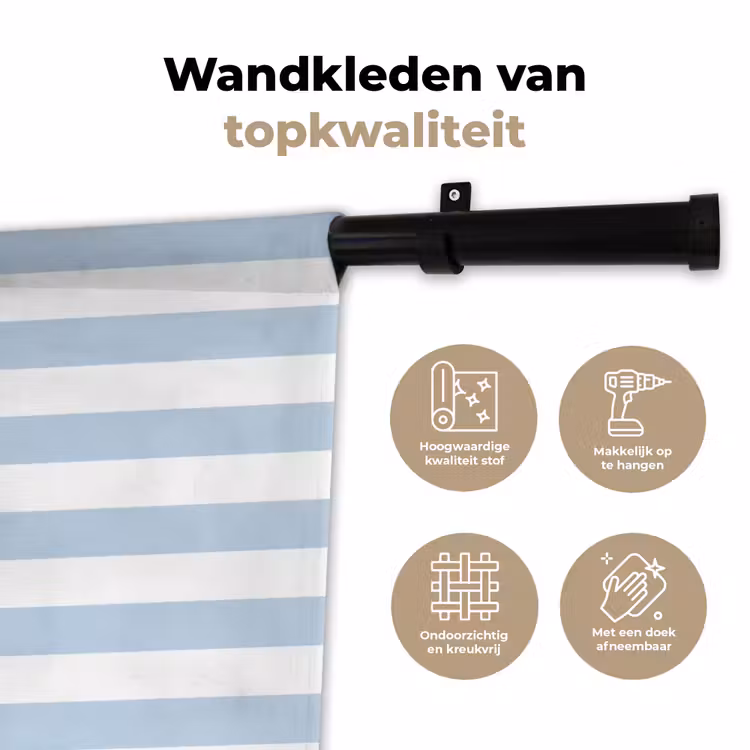 Vis - Oceaan - Illustratie - Blauw - Strepen Wandkleed katoen klein -sfeer2