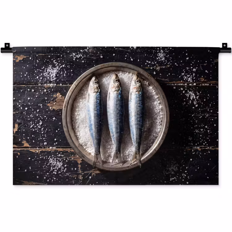 Wall Hanging - Fish - Salt - Food - Vis - Zout - Eten Wandkleed katoen klein