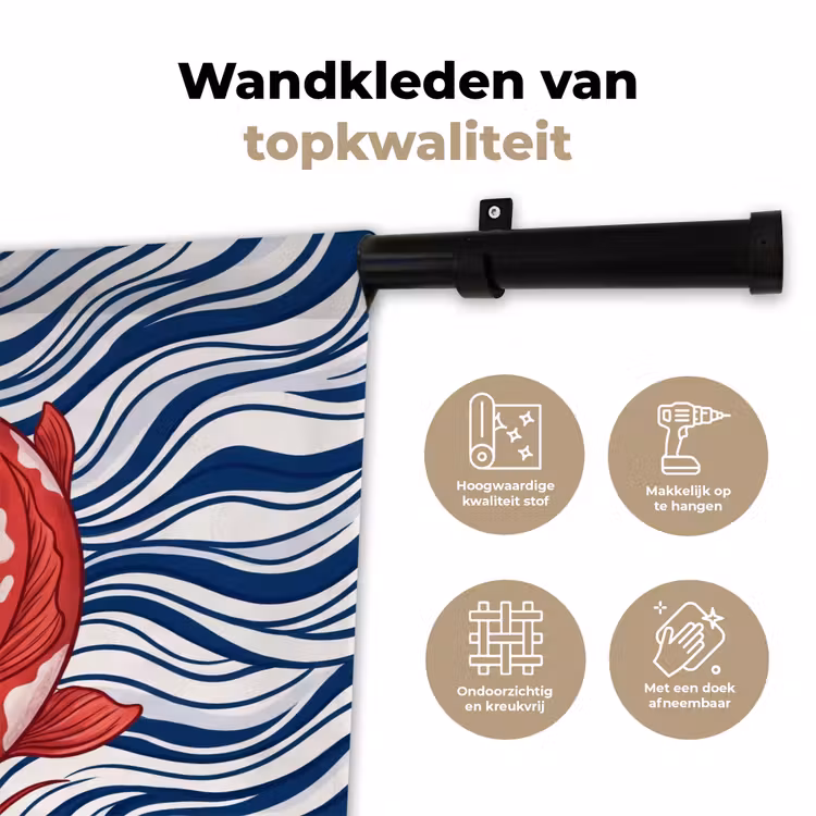 Vis - Water - Natuur - Illustratie - Rood Wandkleed katoen klein -sfeer2