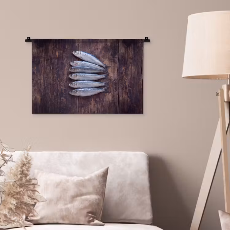 Wall Hanging - Fish - Wood - Food - Vis - Hout - Eten Wandkleed katoen klein