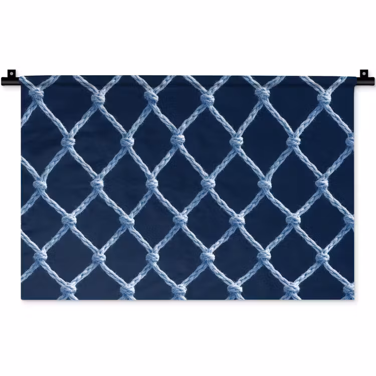 Visnet - Touw - Patroon - Marineblauw Wandkleed katoen klein 269 -zz3d