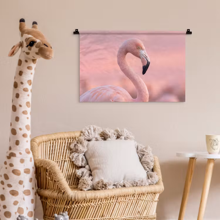 Flamingo - Portret - Roze Wandkleed katoen klein -wsfeer5_kind
