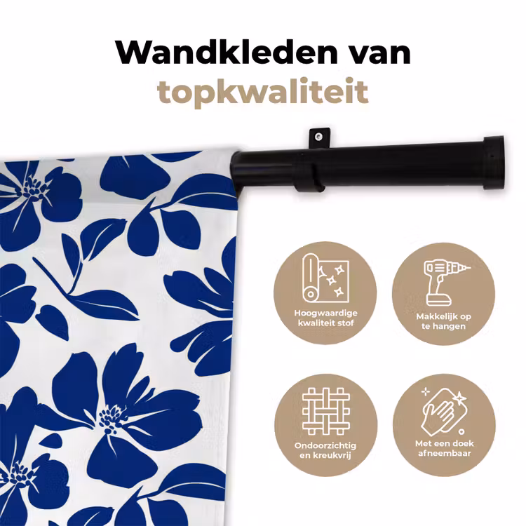 Floraal - Modern - Blauw Wandkleed katoen klein 269 -sfeer2
