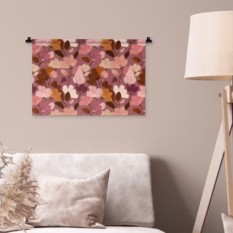 Bloem - Patroon - Roze Wandkleed katoen klein 269 -sfeer4