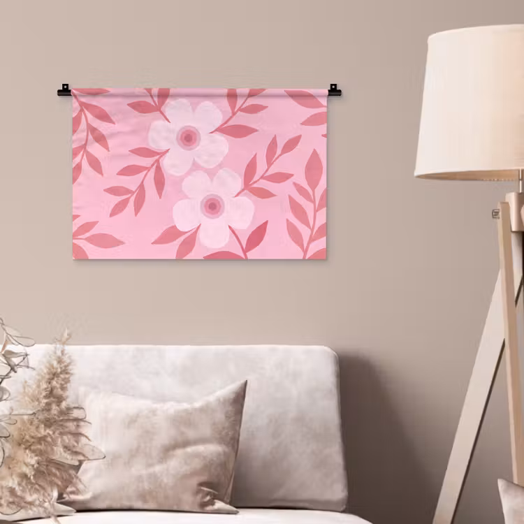 Bloemen - Abstract - Modern - Roze - Natuur Wandkleed katoen klein -sfeer4