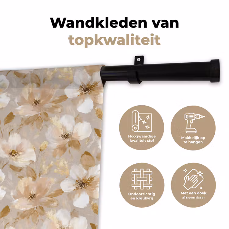 Bloemen - artistiek - Goud Wandkleed katoen klein 269 -sfeer2