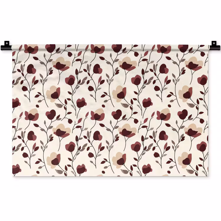 Bloemen - Botanisch - Bordeaux Wandkleed katoen klein 269 -zz3d