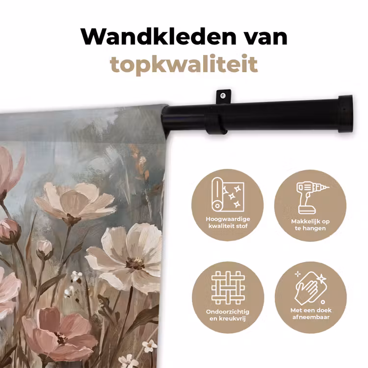 Bloemen - Botanisch - Schilderij - Pastel - Rustiek Wandkleed katoen klein -sfeer2