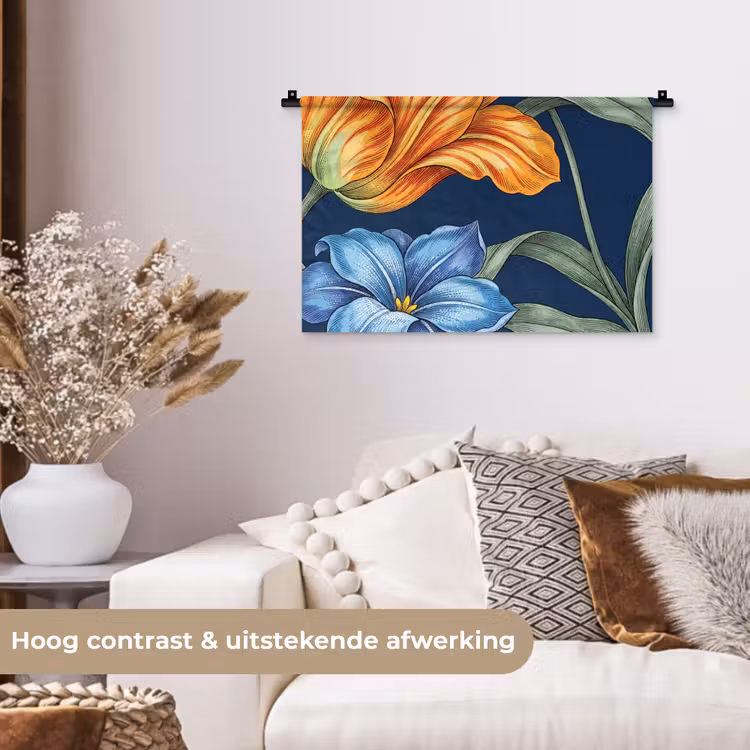 Wall Hanging - Flowers - Botanical - Pattern - Bloemen - Botanisch - Patroon Wandkleed katoen klein