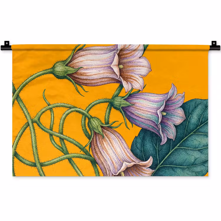 Wall Hanging - Flowers - Botanical - Yellow - Bloemen - Botanisch - Geel Wandkleed katoen klein