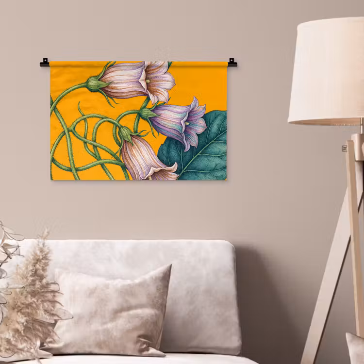 Wall Hanging - Flowers - Botanical - Yellow - Bloemen - Botanisch - Geel Wandkleed katoen klein