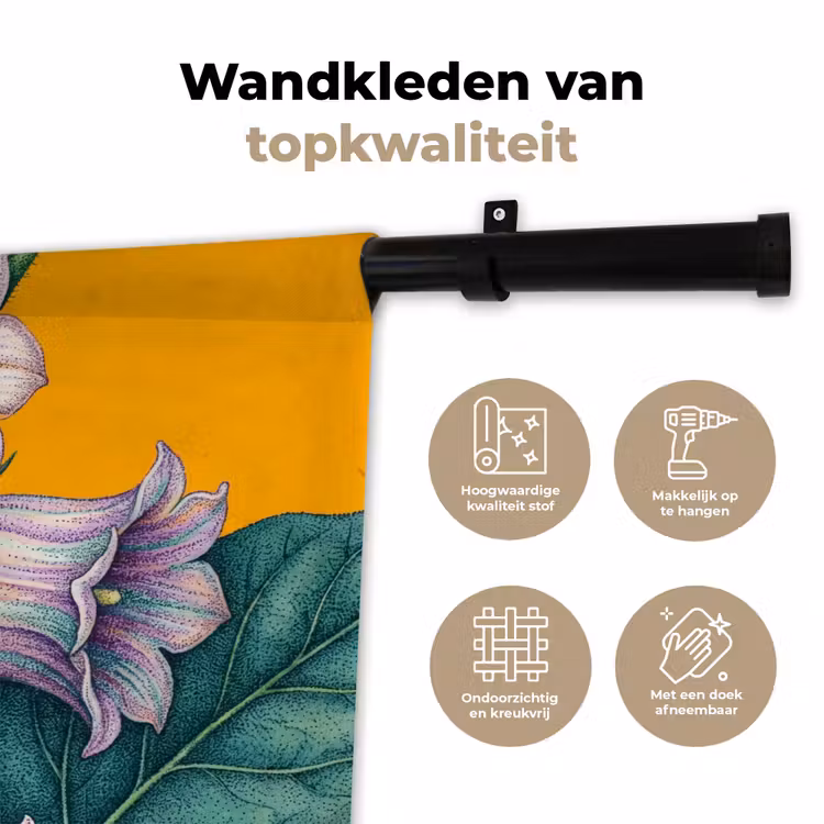 Wall Hanging - Flowers - Botanical - Yellow - Bloemen - Botanisch - Geel Wandkleed katoen klein