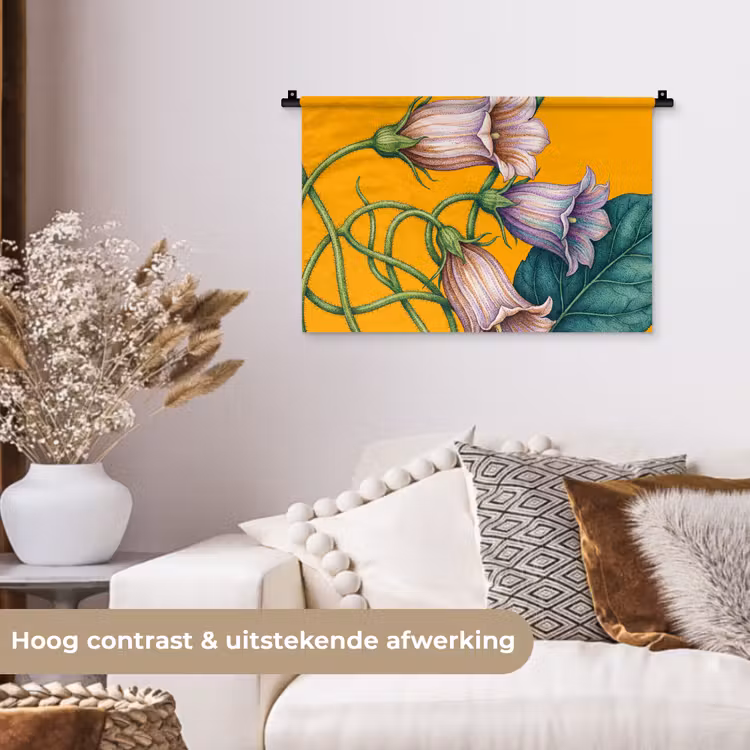 Wall Hanging - Flowers - Botanical - Yellow - Bloemen - Botanisch - Geel Wandkleed katoen klein