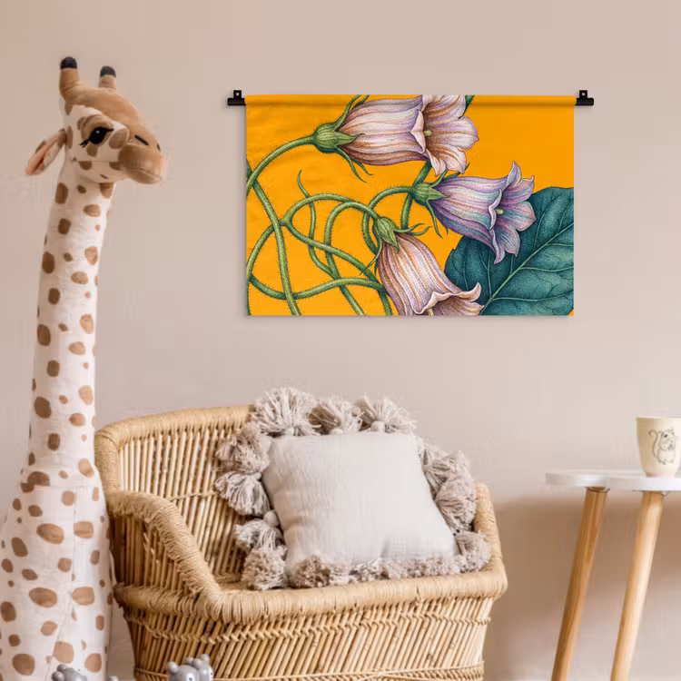 Wall Hanging - Flowers - Botanical - Yellow - Bloemen - Botanisch - Geel Wandkleed katoen klein