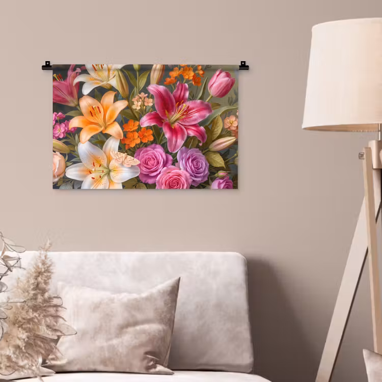 Bloemen - Boeket - Natuur - Kleurrijk - Modern Wandkleed katoen klein -sfeer4