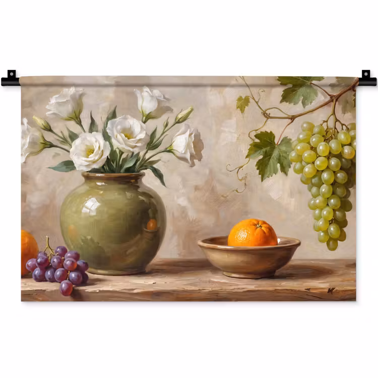 Wall Hanging - Flowers - Fruit - Still Life - Bloemen - Fruit - Stilleven Wandkleed katoen klein