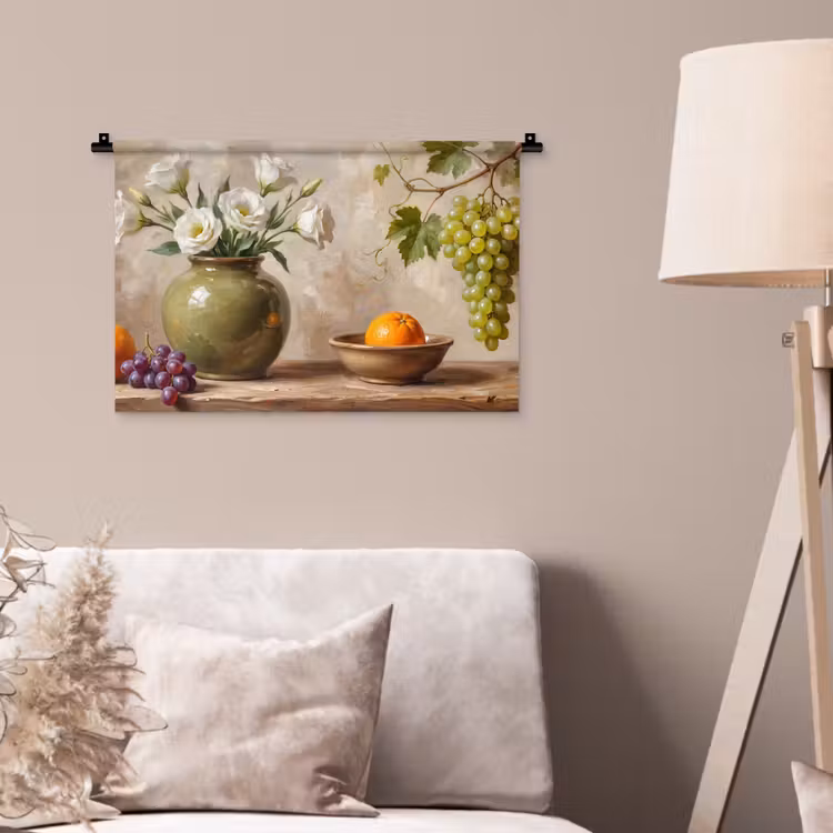 Wall Hanging - Flowers - Fruit - Still Life - Bloemen - Fruit - Stilleven Wandkleed katoen klein