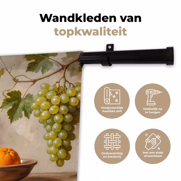 Wall Hanging - Flowers - Fruit - Still Life - Bloemen - Fruit - Stilleven Wandkleed katoen klein