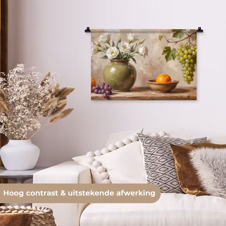 Wall Hanging - Flowers - Fruit - Still Life - Bloemen - Fruit - Stilleven Wandkleed katoen klein