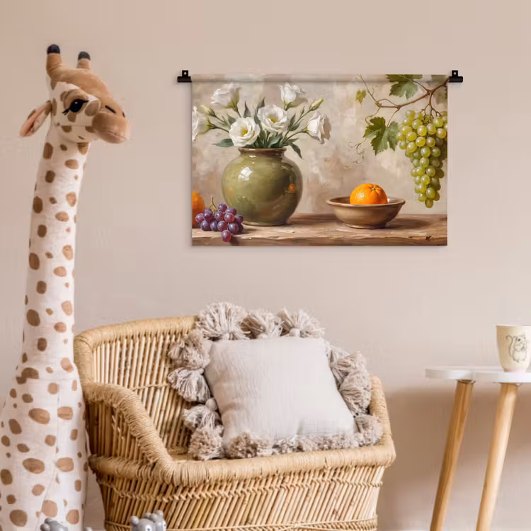 Wall Hanging - Flowers - Fruit - Still Life - Bloemen - Fruit - Stilleven Wandkleed katoen klein