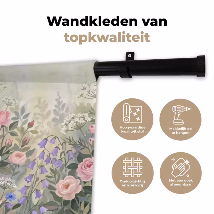 Bloemen - Tuin - Natuur - Kleurrijk Wandkleed katoen klein -sfeer2