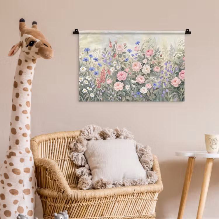 Bloemen - Tuin - Natuur - Kleurrijk Wandkleed katoen klein -wsfeer5_kind