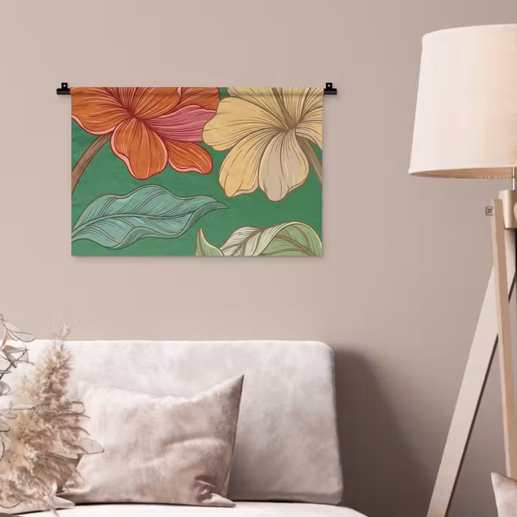 Wall Hanging - Flowers - Greenery - Illustration - Bloemen - Groen - Illustratie Wandkleed katoen klein