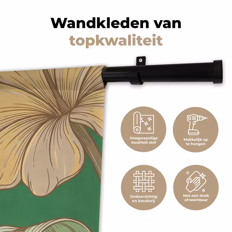 Wall Hanging - Flowers - Greenery - Illustration - Bloemen - Groen - Illustratie Wandkleed katoen klein