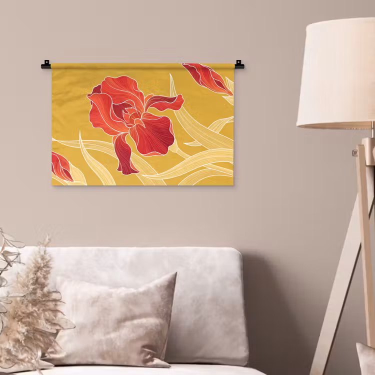 Wall Hanging - Flowers - Illustration - Red - Bloemen - Illustratie - Rood Wandkleed katoen klein