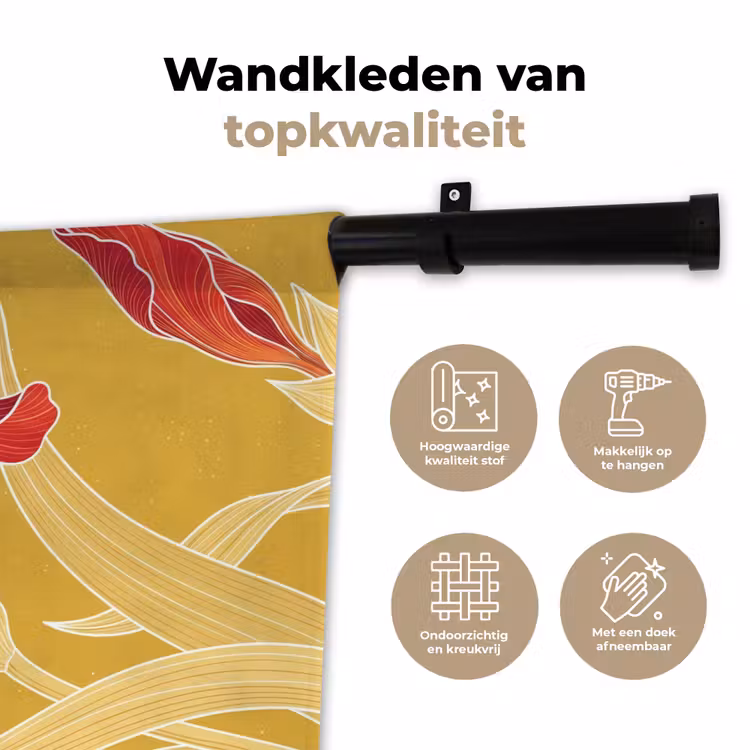 Wall Hanging - Flowers - Illustration - Red - Bloemen - Illustratie - Rood Wandkleed katoen klein