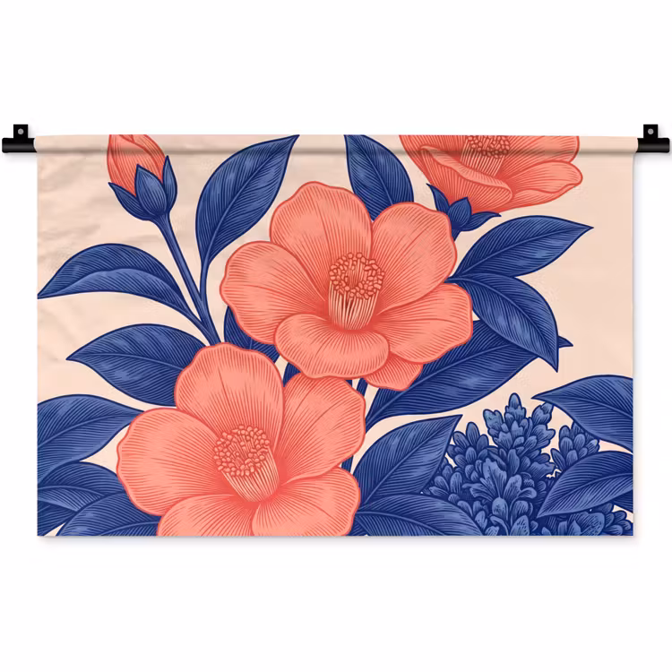 Wall Hanging - Flowers - Leaves - Botanical - Bloemen - Bladeren - Botanisch Wandkleed katoen klein