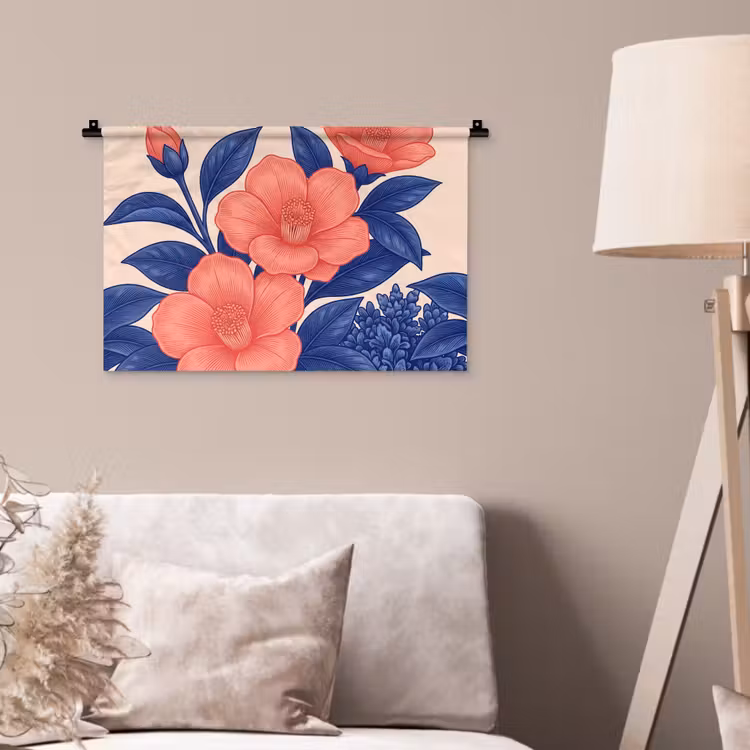 Wall Hanging - Flowers - Leaves - Botanical - Bloemen - Bladeren - Botanisch Wandkleed katoen klein