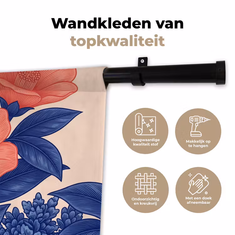 Wall Hanging - Flowers - Leaves - Botanical - Bloemen - Bladeren - Botanisch Wandkleed katoen klein