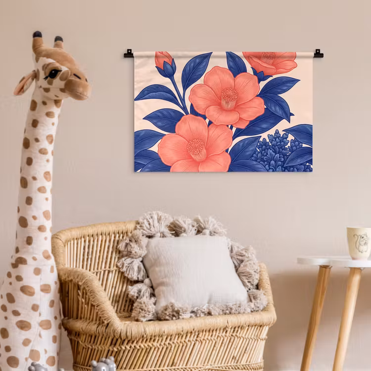 Wall Hanging - Flowers - Leaves - Botanical - Bloemen - Bladeren - Botanisch Wandkleed katoen klein