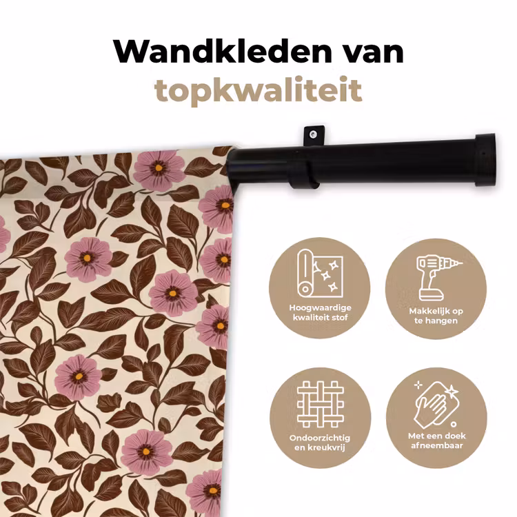 Bloemen - Bladeren - Kleurrijk Wandkleed katoen klein 269 -sfeer2