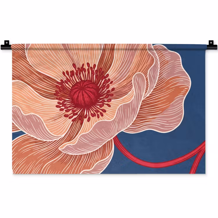 Wall Hanging - Flowers - Modern - Abstract - Bloemen - Modern - Abstract Wandkleed katoen klein