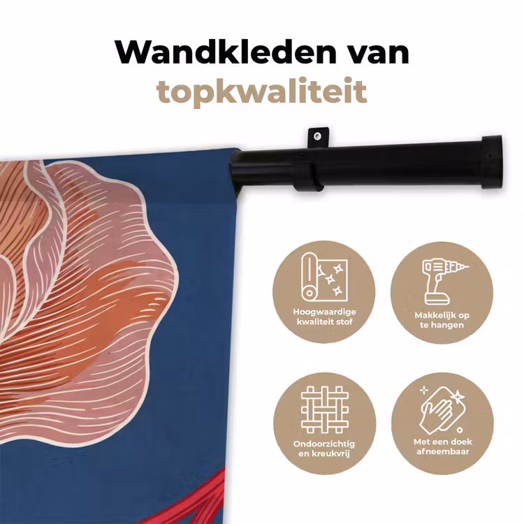 Wall Hanging - Flowers - Modern - Abstract - Bloemen - Modern - Abstract Wandkleed katoen klein