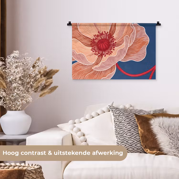 Wall Hanging - Flowers - Modern - Abstract - Bloemen - Modern - Abstract Wandkleed katoen klein
