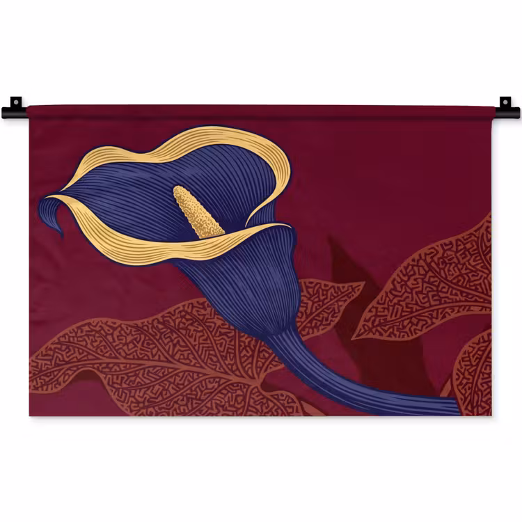 Wall Hanging - Flowers - Modern - Purple - Bloemen - Modern - Paars Wandkleed katoen klein