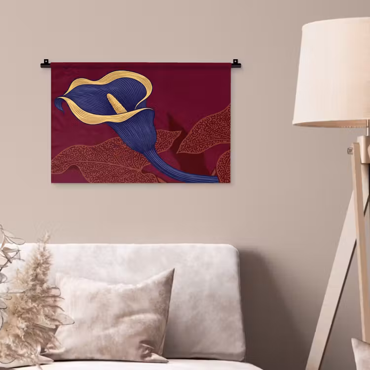 Wall Hanging - Flowers - Modern - Purple - Bloemen - Modern - Paars Wandkleed katoen klein