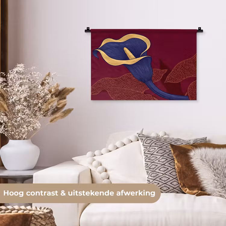 Wall Hanging - Flowers - Modern - Purple - Bloemen - Modern - Paars Wandkleed katoen klein