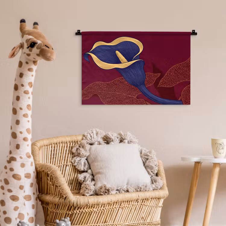 Wall Hanging - Flowers - Modern - Purple - Bloemen - Modern - Paars Wandkleed katoen klein