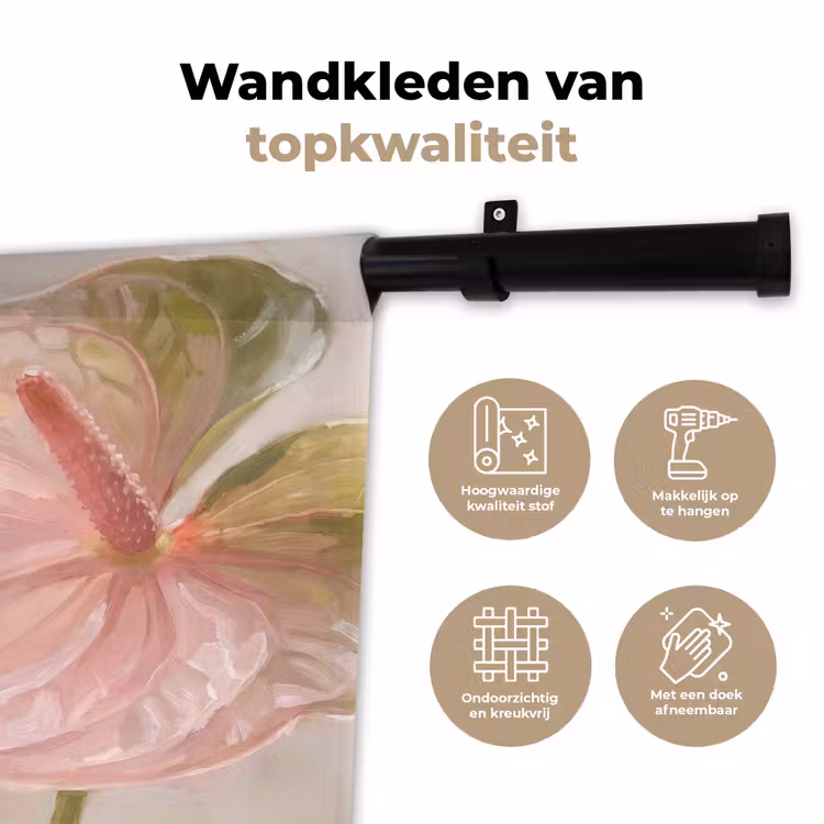 Bloemen - Pastel - Abstract - Natuur - Groen Wandkleed katoen klein -sfeer2