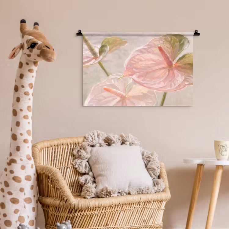 Bloemen - Pastel - Abstract - Natuur - Groen Wandkleed katoen klein -wsfeer5_kind