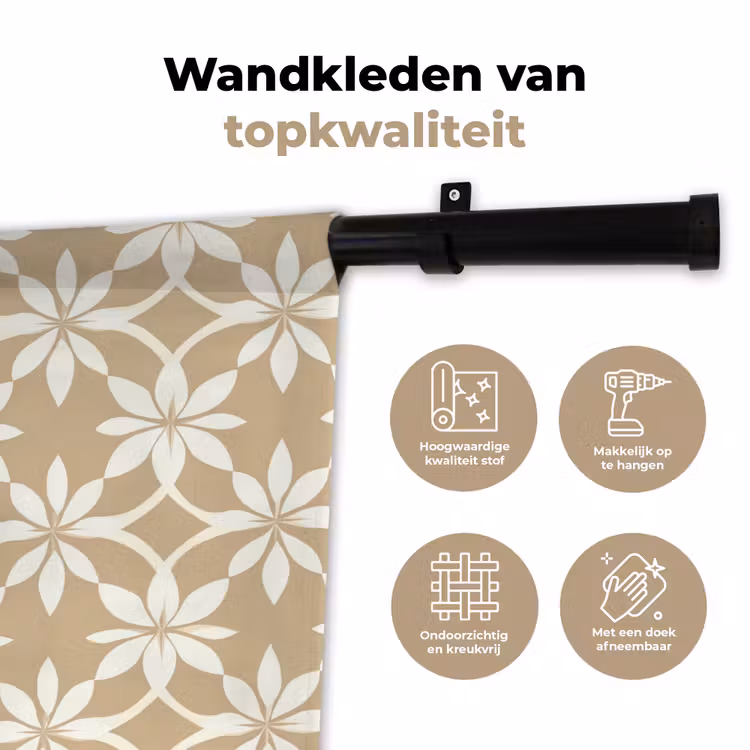 Bloemen - Patroon - Beige Wandkleed katoen klein 269 -sfeer2