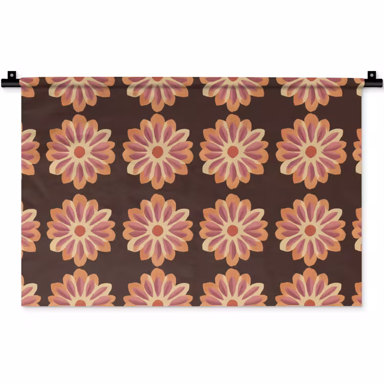 Bloemen - Patroon - Bruin Wandkleed katoen klein 269 -zz3d
