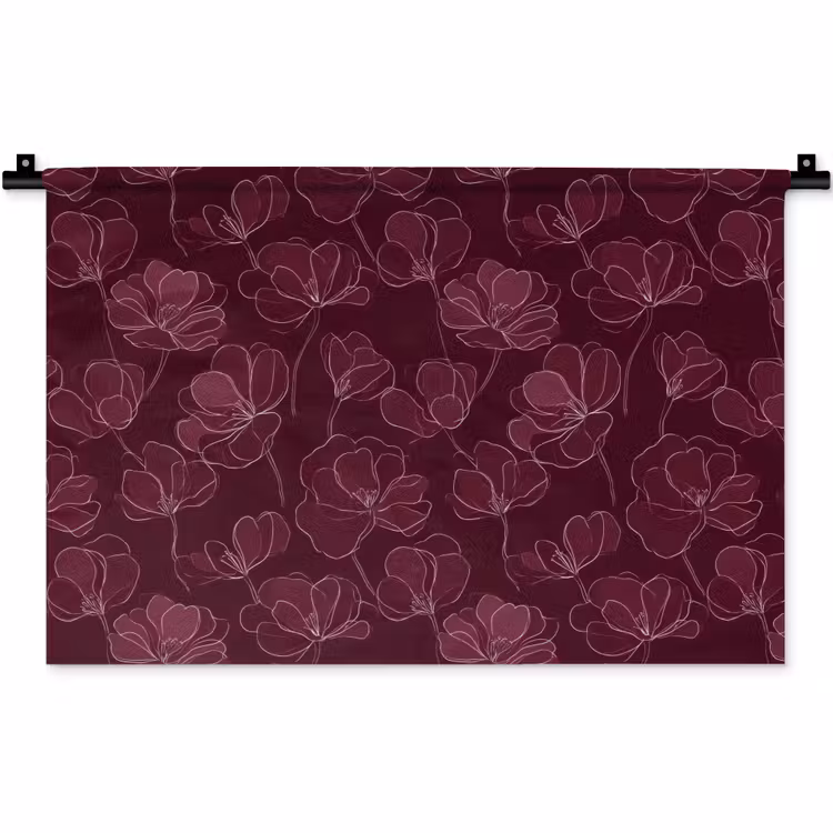 Bloemen - Patroon - Bordeauxrood Wandkleed katoen klein 269 -zz3d