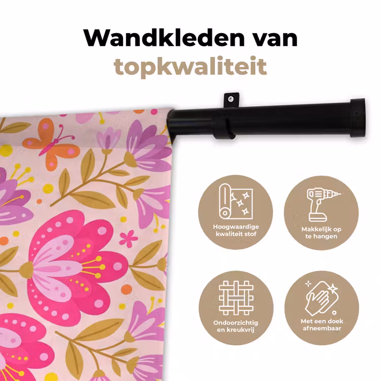 Bloemen - Patroon - Natuur - Abstract - Roze Wandkleed katoen klein -sfeer2