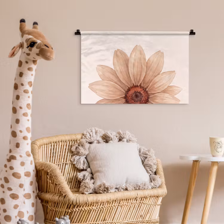 Bloemen - Bloemblad - Natuur - Aquarel - Beige Wandkleed katoen klein -wsfeer5_kind